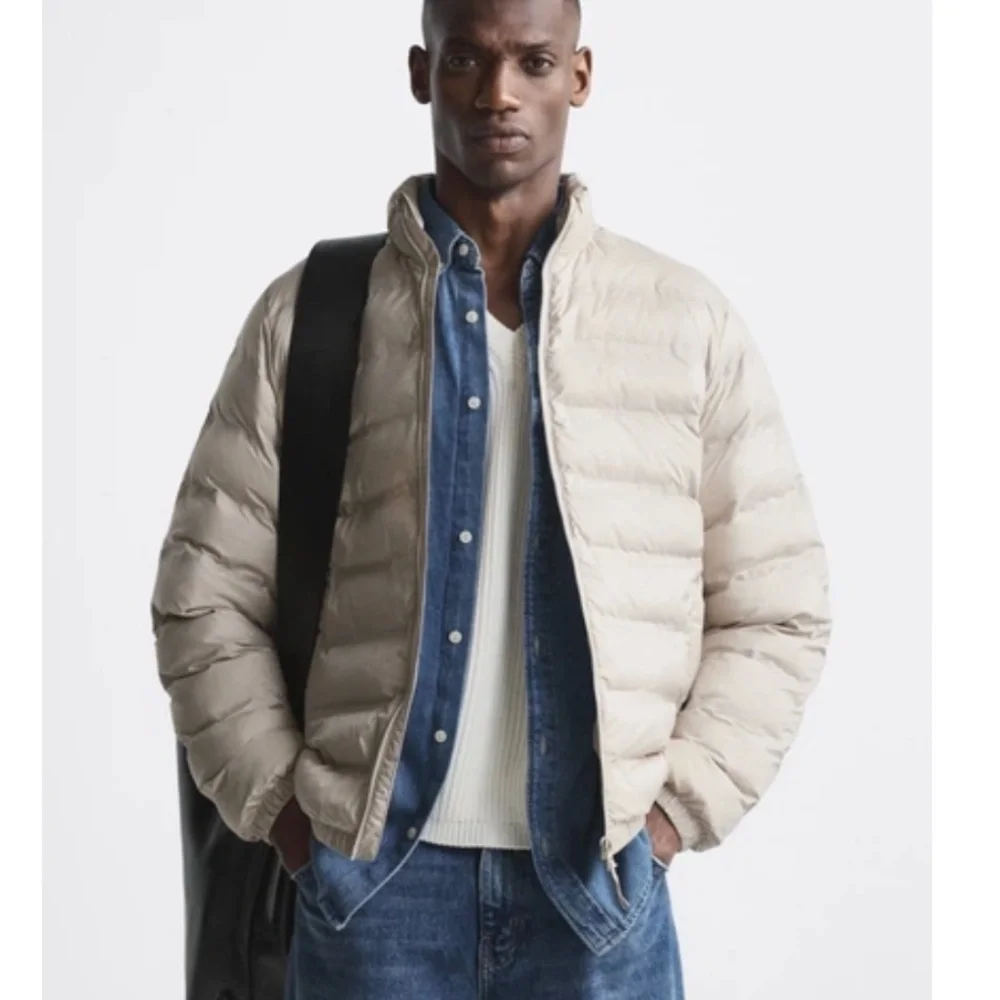 Zara Light Padded Quilted Puffer Jacket Light Cream Size Medium